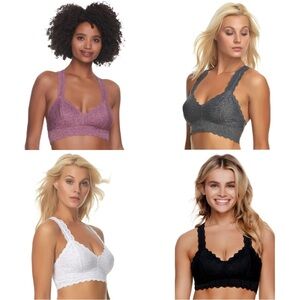 NWOT Felina Jezebel Lace Bralette Sweetheart Neckline Bras Black White Gray Pink